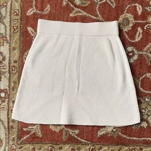 Sézane Chic Cream Ribbed Mini Skirt Medium